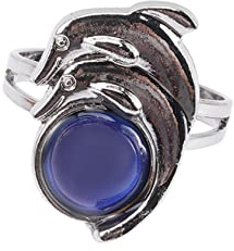 VALICLUD Bague D'humeur Changeante Animalière, Anneau Ouvert Réglable, Alliage Métallique Inoxydable, Pour Femme Et Garçon Et Filles, Accessoire Quotidien, Taille Ajustable, Effet Thermochrome