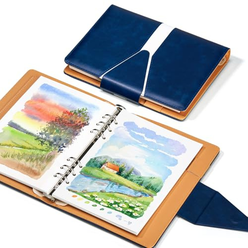Lightwish Vattenfärg skissbok, 100% bomull syrafri akvarelljournal, 300 g/m/63,5 kg varmpress akvarellpapper för konstnärer, vuxna, studenter, 20 ark, papper 14 x 21 cm (A5)