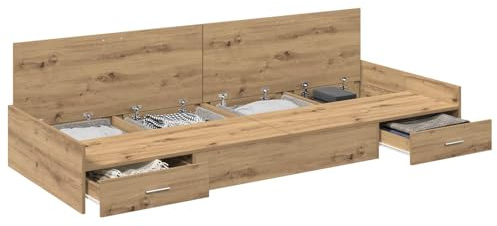 vidaXL Bettrahmen mit Tür Artisan-Eiche 98,5 x 200 cm Holzwerkstoff