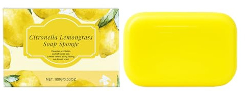 Solid Shower Gel, 100 g Soap Piece with Lemongrass, Hand and Body Soap Gently Cleans Exfoliation, Body Care for Men and Women
