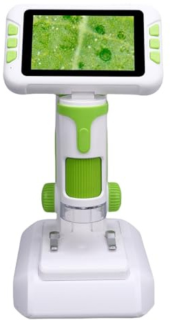 Hamwesh Microscopio Digitale per Bambini, Ingrandimento 1600X, Schermo LCD 4, Microscopio Portatile Ricaricabile, Kit di Scienze dell'educazione per età 6-12 Anni, con Connessione USB, per (GREEN)