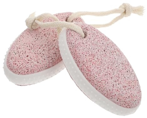 NOLITOY 2 Pezzi Pietre Pomice Ellittiche per Pedicure, Esfoliante e Massaggio Piedi, Pietre Naturali Rosa per Uso Domestico e Bagni Piedi