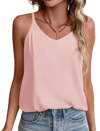 Zeagoo Camisetas Tirantes Mujer Tops Verano Cuello en V Camiseta sin Mangas | Basica Top Lencero Holgado Tank Top S-XXL