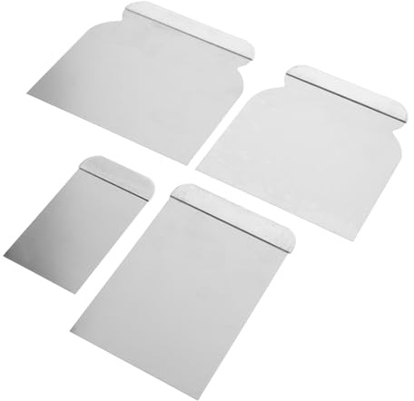 Lurrose Set 4 Pezzi Spatole in Acciaio Inox per Cartongesso e Intonaco, Coltelli Raschietto per Carta da Parati Manico Ergonomico, Strumenti Manuali per Riparazione Pareti e