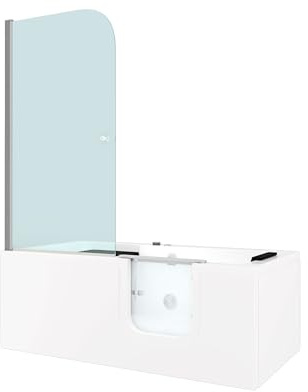 Kombi Duschkabine Whirlpool Seniorenwanne mit Tür S15D-WP-R-EC 85x160 cm MIT 2K Scheiben Versiegelung
