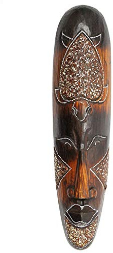 Afrikansk mask 50 cm havssköldpaddsmönster. Etnisk väggdekoration.