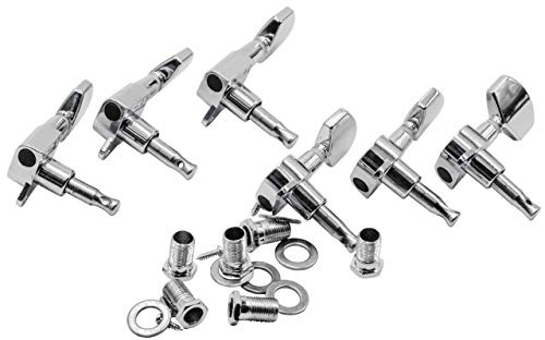 vhbw Stimmwirbel Mechaniken Pegs 3R3L für Gitarre | E-Gitarre, Westerngitarre - Gitarrenwirbel, Stimmmechanik, 10 mm Aufnahme Silber