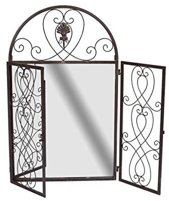 Wandspiegel Landhausstil Spiegelfenster Metall Spiegel Fensterläden95 cm Rundbogen aja230 Palazzo Exklusiv