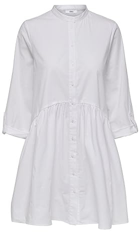 Only Donna Onlditte Life 3/4 Shirt Dress Noos Wvn Vestito Casual Not Applicable, White, 38