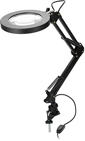 Lampada da Scrivania Ingrandente 5 Diottrie, LED Con Braccio Regolabile, d'Ingrandimento Con 2 Modalità Colore, 8W