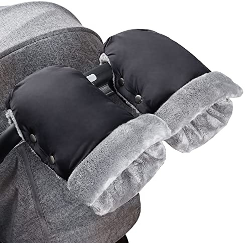 Luchild Guanti Passeggino, Guanti Passeggino Scaldamani, Guanti Antigelo Impermeabili Extra Spessi Caldi Manicotto Scaldamani per Carrozzina, Passeggino, Accessori Passeggino Inverno(Nero)