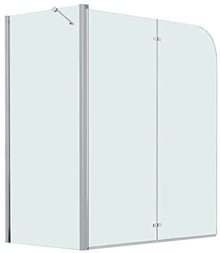 Festnjght Badewannenfaltwand Duschwand für Badewanne Duschwand Duschabtrennung Badewannenaufsatz Glaswand Doppelte Faltbare Duschkabine ESG 120 x 68 x 130 cm