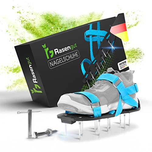 Rasengut Rasenlüfter Nagelschuhe für unkrautfreien Rasen - Hand Vertikutierer zum Rasen belüften und aerifizieren z.B. nach Rasensaat