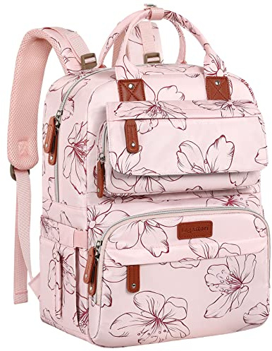 Diaper Bag Backpack, Baby Girl Diaper Bag for Mom, Large Pink Floral Diaper Bag Backpack for Girls, Waterproof Mom Backpack for Work Travel Holiday with Insulated Pockets and Stroller Straps