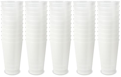 Schramm® Mehrweg Becher ca. 400ml matt transparent wählbar 10, 20, 30 oder 50 Stück wiederverwendbar Kunststoff Mehrwegtrinkbecher, Größe:50 Stück