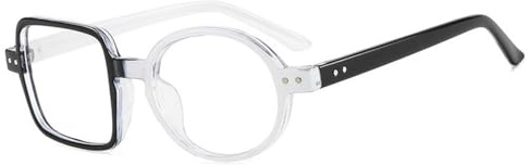MUTYNE Quadratische Brille Damen Herren Mode Klare Brille Optische Brillengestell Persönlichkeit Runde Transparente Linse Spektakel,Schwarz Weiß,Einheitsgröße
