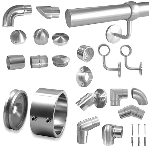 BASIT Wandflansch Edelstahl Wandhalterung für Ø42,4mm Geländer WF15 | Wandlager Rohrhalterung Flansch Rohrflansch Steckfitting für Handlauf, V2A geschl. K240, Handlaufteile