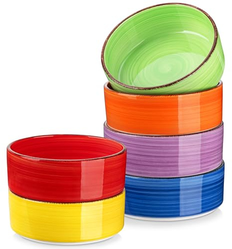 vancasso Bonita Cereal Bowls, 25 oz Ceramic Soup Bowls Set of 6, Serving Bowls, Dessert Bowls, Dipping Bowls, Dishwasher & Microwave Safe, for Salad, Porridge, Rice, Warm Color
