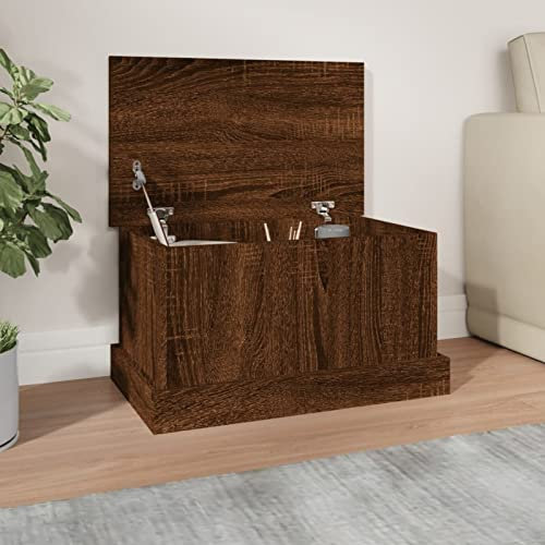 Vopese Truhe mit Deckel Holztruhe Holzkiste Aufbewahrungstruhe Aufbewahrungsschrank Möbel für Flur Wohnzimmer Braun Eiche-Optik 50x30x28 cm Holzwerkstoff