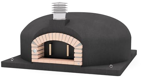 MOVELAR - Holzofen für den Außenbereich, Modell OLYMPUS MONS (Schwarz - 200 x 200 x 95 cm) – isoliert mit Kork & 3 Keramikmatten, hochwertiger Outdoor-Pizzaofen