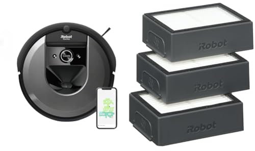 iRobot Roomba Combo i8 Robot Aspirador y Friegasuelos 2 en 1 Cepillos Goma antienredos I & Piezas auténticas - Filtros de Alta eficiencia (3X) para Roomba - Compatible con Roomba