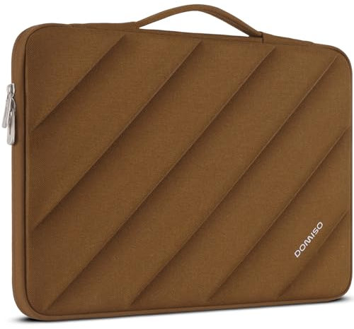 DOMISO 15,6 Zoll Laptop Hülle Tasche Laptoptasche Schutzhülle mit Einziehbarer Griff Wasserdicht Stoßfestes Laptophülle Sleeve Case für MacBook, HP, Dell, Asus Notebook, Karamellfarbe