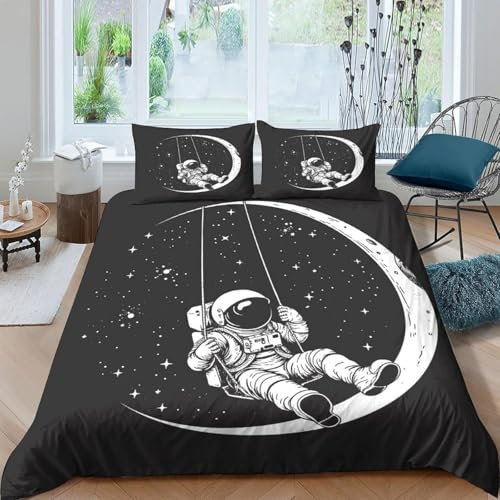 Astronauten-Weltraum Bettwäsche 135X200 Cm Bettbezug Set 3 Teilig Bettwaren 3D Druck Weich Microfaser Bettbezüge Mit Reissverschluss Kinderbettwäsche Mit 2 Kissenbezug - Hypoallergene Tages -119869485