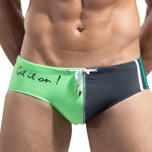 Lantra Besa Slip de Bain Homme Maillot de Bain Hommes Vert Gris Culotte de Natation Court Short de Bain pour La Natation D'Été Bain de Soleil Brief de Natation Maillot de Bain (Taille UE, L)