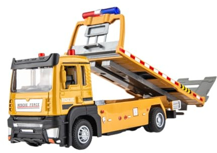 Camion Dépanneuse Jouet Enfant 1/32, Camion Jouet avec Lumière et Son - Transporteur Voiture Jouets avec Remorque à Plateau - Modèle En Alliage de Cadeau de Vacances