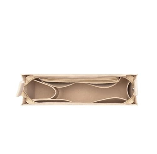 MOHUIED Taschenorganizer Geldbörse Organizer Einsatz Tasche Lagerung Filz Make-Up Liner Tasche Mit Reißverschluss Frauen Handtasche Kosmetische Tote Shaper(M beige Cover Side)