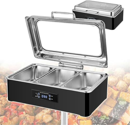 AFLEPCBRQ Electric Chafing Dish Food Warmer 500W Buffet Heater, Hot Food Warmer Stainless Steel for Easy Cleaning, Warming Tray Buffet Stove for Commercial and Home Party, Banquets,3-grid