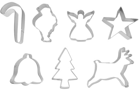 Set de 7 Cortapastas de Acero Inoxidable para Galletas de Navidad, Ideales para Decorar y Dar Forma a masas.