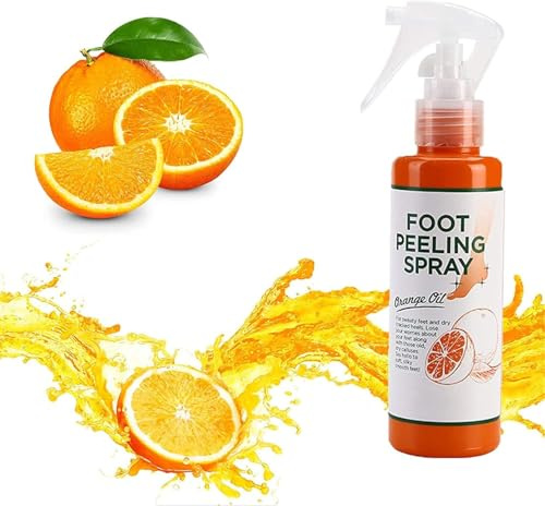 Foot Peeling Spray Orange Oil, Foot Peeling Spray That Remove Dead Skin, Tea Tree FootPeelingSpray, Remove Dead Skin within Seconds, Hydrating Nourish Peel Off Sprays (Orange, 110ml)