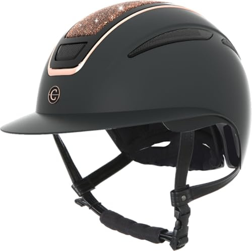 Covalliero Reithelm Elite Polo, Damen, Kinder, stoßfest, mit Poloschirm, mit Belüftung, mit Disc-System, roségold 56-58cm