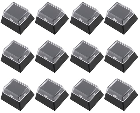 SG Store 12PCS Double-Layer Keycaps Plastic Profile Custom DIY 18x18mm Compatible with Cherry MX Switches with Transparent Cover Cap (Black)