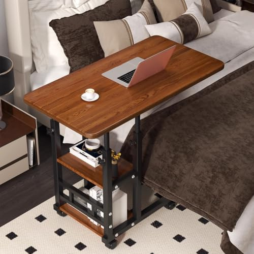 Mesita de noche elevable, escritorio de pie móvil, escritorio versátil para computadora, banco de trabajo, mesa auxiliar de sofá, mesita de noche de hospital