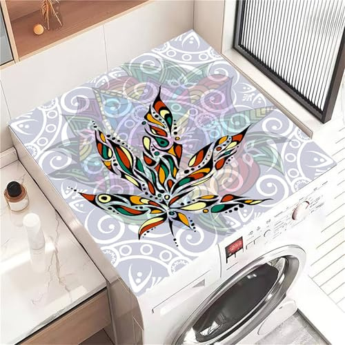 Highdi Housse de Protection pour Machine à Laver Top, Feuilles de Mode Coussin de Machine à Laver Antidérapant, Tapis de Protection pour Dessus Sèche-Linge Séchage Rapide (Blanc,30x40cm)