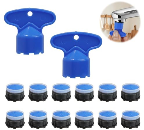 12 Stück Strahlregler für Wasserhähne Spritzschutz Strahlregler für Wasserhähne Sieb Wassersparer Wasserhahne Sieb M18.5 mit 2 Strahlreglerschlüsseln für Badezimmer Küche für Bad Küche Garten