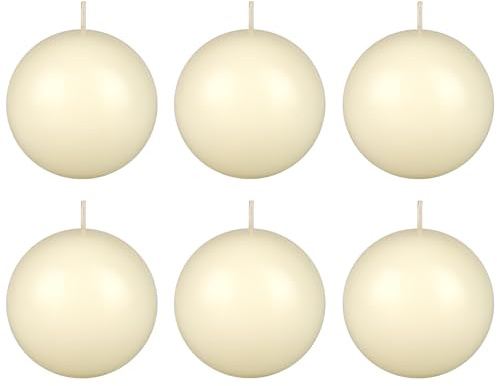 Mega Candles 6 pcs Unscented Ivory Ball Round Candles, Hand Poured Premium Wax Candle 3 Inch x 3 Inch, Home Décor, Wedding Receptions, Occasions, Events, Festivities, Meditations, Relaxation