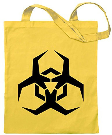 Kiwistar - Baumwolltasche - gelb - Biohazard Symbol Clipart - Tragetasche Stoffbeutel Umhängetasche Langer Henkel