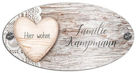 Türschild Namensschild für die Haustür 23x12 cm mit UV Druck und einem einzigartigem Design Eingangsschild Garten Familienschild Klingelschild Klingelplatte Funk-Klingel bunt