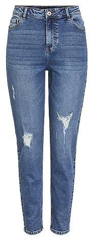 PIECES Jeans da Donna a Vita Alta, Media Blu Denim, S