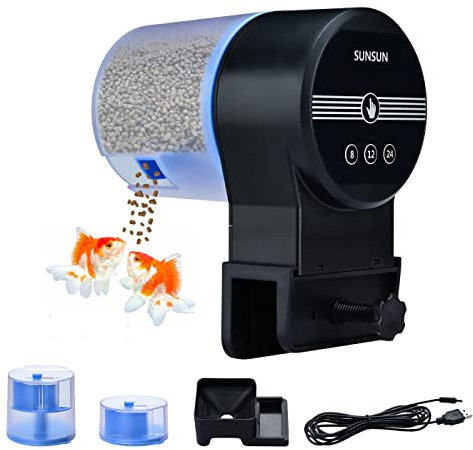 Podazz USB-Ladegerät, 3-Wege-Futterautomat, Timer, Schildkrötenfutter, Fischtank, Biorb, Zubehör, Aquarium, Auto-Futterspender für Meeresaquarien, Teich