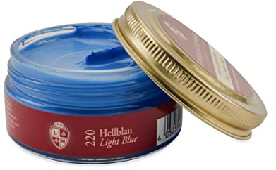 Langer & Messmer feinste Ledercreme zur Glattlederpflege - hochwertige Schuhcreme für die Schuhpflege 50ml | Für alle Glattlederschuhe geeignet | Hellblau