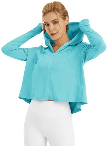 G4Free Damen Langarmshirt Sonnenschutz UV Kapuzen Jacke Leichte UPF Laufen Kühlung Feuchtigkeitsableitendes SPF Shirt Wandern Golf Angeln Radfahren Draussen