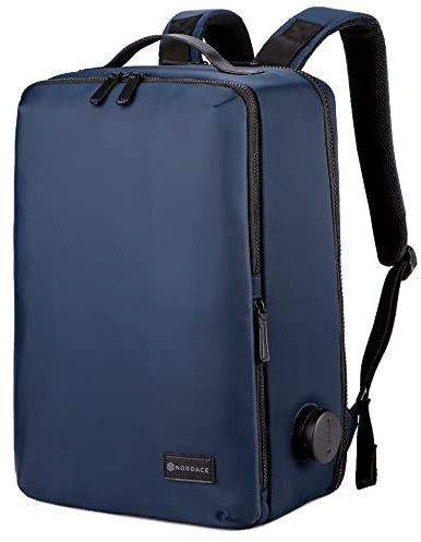 Nordace Laval - Mochila para portátil con puerto de carga USB, resistente al agua, mochila para portátil diaria para negocios y trabajo, 15.6 pulgadas, Azul / Patchwork, L, Mochilas de viaje