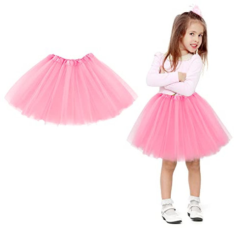 WLLHYF Tutu Rock 3-lagig Tüll Stern Ballett Tanz Röcke Kleinkind Baby Kleid Weihnachten Festliches Anzieh Kostüm Geburtstag Prinzessin Party Kostüm für Mädchen 2-7 Jahre (Weiß) (Rosa)