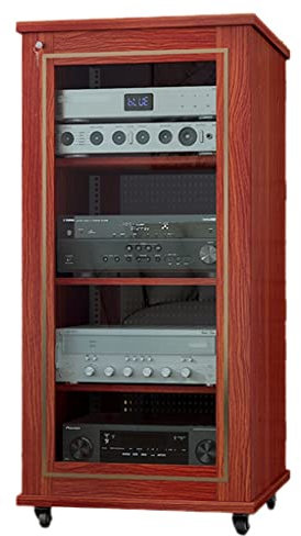 FIFOR Geschlossener Audioturm mit 2 bis 4 Ebenen, Medienkonsolenschrank for Unterhaltungszentren mit Schloss, höhenverstellbare Regale, Videokomponentenschrank (Color : Brown, Size : 56 * 60 * 122cm)