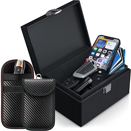 Todoxi Keyless Go Schutz Autoschlüssel Box (Extra Large Size 19 x 12 x 9 cm) mit 2 Stk Schlüsseletui Keyless Go Schutz, RFID Funkschlüssel Abschirmung Autoschlüssel Schutz Keyless Faraday Box