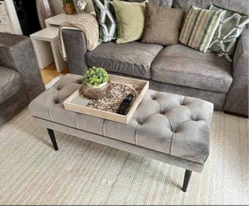 Modern Window Seat Tufted Chesterfield Antique French Style Shoe Bench Velvet Bedroom End Bed Ottoman Vintage Hallway Stool Lounge Chair Shabby Chic Coffee Table
